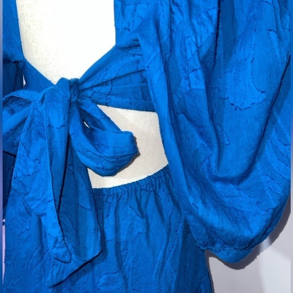 Karina Grimaldi Aspen Smalll Royal Blue Puff Sleeve Mini Dress - Picture 8 of 16